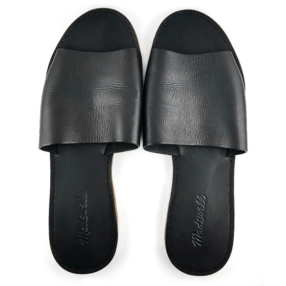 MADEWELL | Black Leather Slides | Women Size 9 - Picture 1 of 4